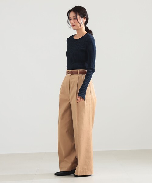 Demi-Luxe BEAMS(デミルクス ビームス)の「16ゲージ ワイドリブ ニット(ニット/セーター・レディース・マスタード/ライトベージュ/ネイビー・ONE SIZE)」の19枚目の写真