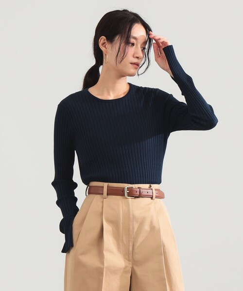 Demi-Luxe BEAMS(デミルクス ビームス)の「16ゲージ ワイドリブ ニット(ニット/セーター・レディース・マスタード/ライトベージュ/ネイビー・ONE SIZE)」の21枚目の写真