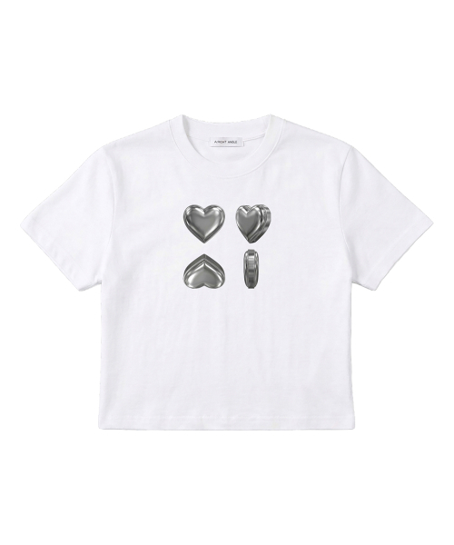 ARIGHTANGLE(アライトアングル)の「SILVER HEART CROP TEE 2 (2 COLOR)(Tシャツ/カットソー・レディース・ホワイト/ブラック・FREE)」の3枚目の写真