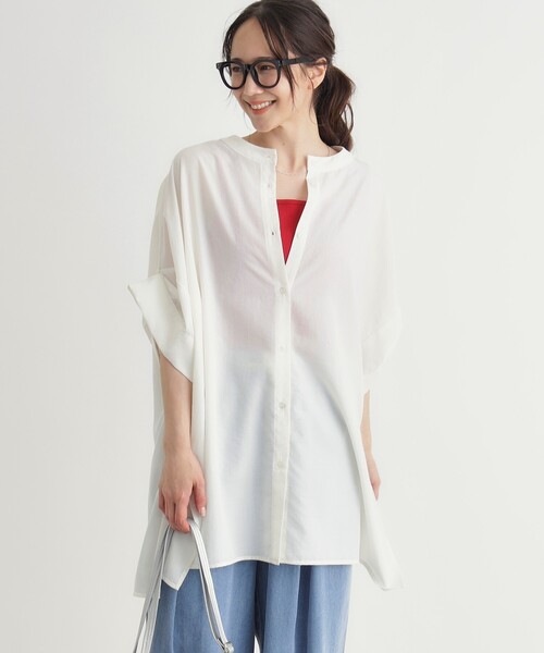HONEYSUCKLE ROSE(ハニーサックルローズ)の「ビッグチュニックシャツ(シャツ/ブラウス・レディース・ベージュ/ライトブルー/オフホワイト・04/05)」の10枚目の写真