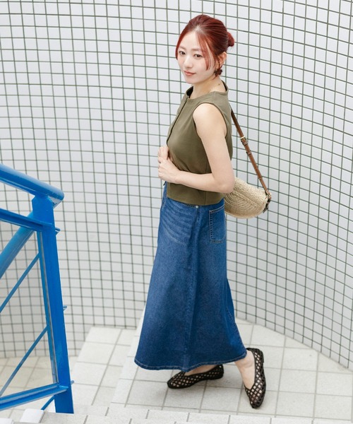coca(coca)(コカ)の「【伊藤千晃様着用】\接触冷感/リブボタンベスト(ベスト・レディース・ブラック/カーキ・L/M/S)」の5枚目の写真
