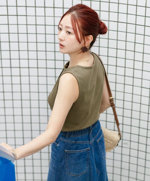 coca(coca)(コカ)の「【伊藤千晃様着用】\接触冷感/リブボタンベスト(ベスト・レディース・ブラック/カーキ・L/M/S)」の7枚目の写真