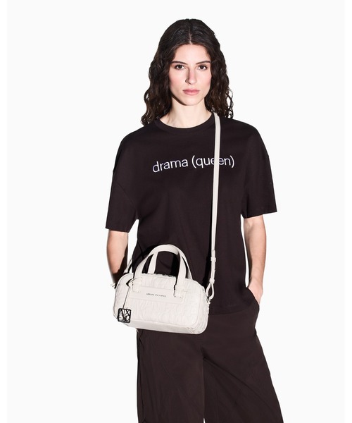 ARMANI EXCHANGE（アルマーニエクスチェンジ）の「【A|X アルマーニ エクスチェンジ】＜オンライン限定＞オールオーバーエンボスロゴ ミニボストンバッグ （グレイン)（ボストンバッグ・レディース・ブラック/ベージュ系・FREE）」の8枚目の写真