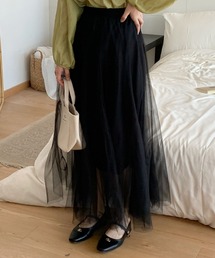ふんわり軽やか♪エアリーなチュールロングスカート