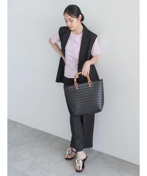 Te chichi(テチチ)の「【接触冷感】パール&刺繍ロゴコンパクトTシャツ(Tシャツ/カットソー・レディース・チャコールグレー/オフホワイト/ピンク・F)」の6枚目の写真