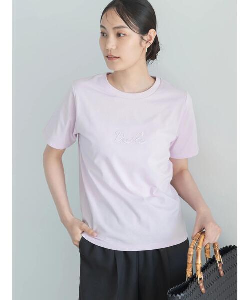 Te chichi(テチチ)の「【接触冷感】パール&刺繍ロゴコンパクトTシャツ(Tシャツ/カットソー・レディース・チャコールグレー/オフホワイト/ピンク・F)」の7枚目の写真