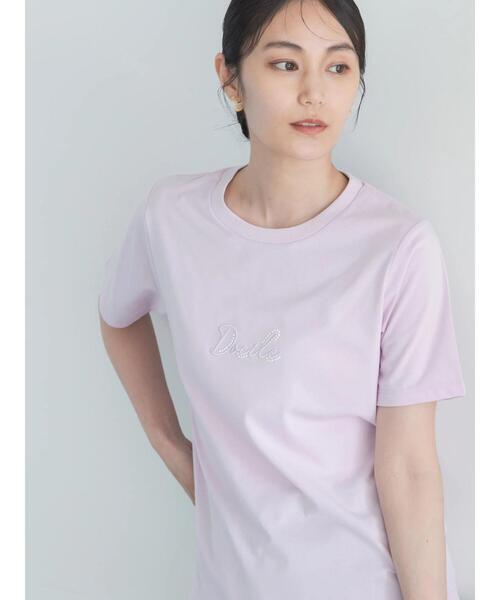 Te chichi(テチチ)の「【接触冷感】パール&刺繍ロゴコンパクトTシャツ(Tシャツ/カットソー・レディース・チャコールグレー/オフホワイト/ピンク・F)」の8枚目の写真