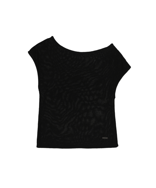 NICK&NICOLE(ニックアンドニコール)の「TEXTURED BOAT NECK KNIT TOP_BLACK(Tシャツ/カットソー・レディース・その他・FREE)」の1枚目の写真