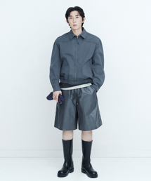 Reversible leather half pants / DARK GRAY
