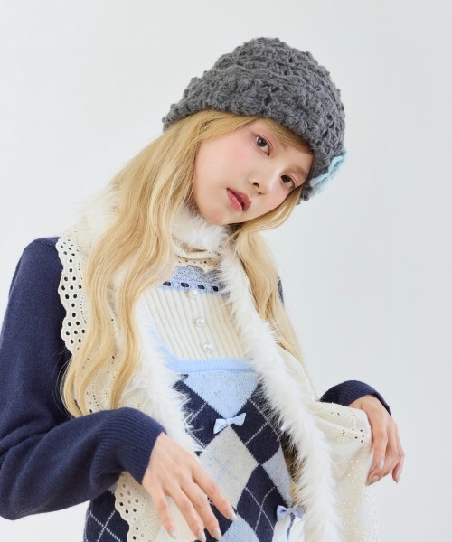 kaorinomori（カオリノモリ）の「kaorinomori ディジーワッチ ルラ / カオリノモリ（ニットキャップ/ビーニー・レディース・ダークグレー/ホワイト/オリーブ・FREE）」の14枚目の写真