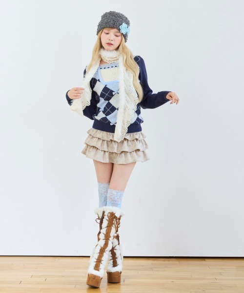 kaorinomori（カオリノモリ）の「kaorinomori ディジーワッチ ルラ / カオリノモリ（ニットキャップ/ビーニー・レディース・ダークグレー/ホワイト/オリーブ・FREE）」の15枚目の写真