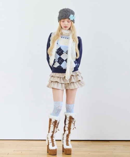 kaorinomori（カオリノモリ）の「kaorinomori ディジーワッチ ルラ / カオリノモリ（ニットキャップ/ビーニー・レディース・ダークグレー/ホワイト/オリーブ・FREE）」の16枚目の写真