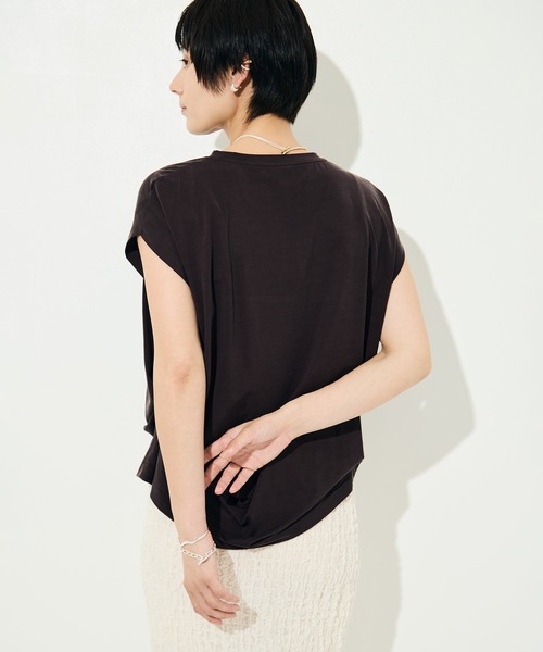 KEY TIMEZ（キータイムズ）の「[KEY TIMEZ/キータイムズ]ﾌｧｲﾝｷｭﾌﾟﾗﾄﾞﾚｰﾌﾟTee（Tシャツ/カットソー・レディース・ホワイト/ブラウン・2/1）」の15枚目の写真