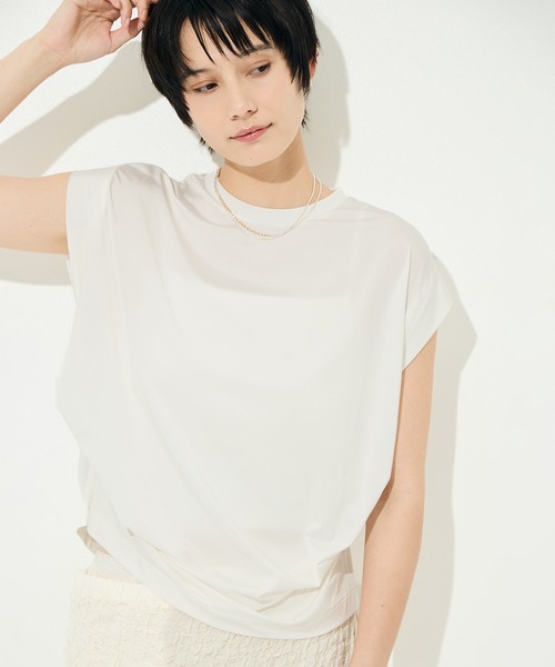 KEY TIMEZ（キータイムズ）の「[KEY TIMEZ/キータイムズ]ﾌｧｲﾝｷｭﾌﾟﾗﾄﾞﾚｰﾌﾟTee（Tシャツ/カットソー・レディース・ホワイト/ブラウン・2/1）」の21枚目の写真