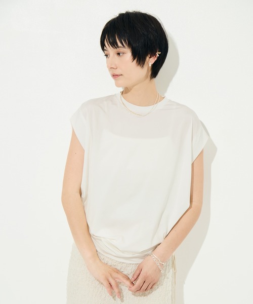 KEY TIMEZ（キータイムズ）の「[KEY TIMEZ/キータイムズ]ﾌｧｲﾝｷｭﾌﾟﾗﾄﾞﾚｰﾌﾟTee（Tシャツ/カットソー・レディース・ホワイト/ブラウン・2/1）」の22枚目の写真