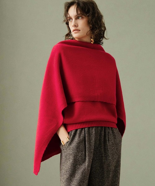 ELFRANK(エルフランク)の「【2026AW】【M~Lサイズ展開】ストールセット4WAYニットプルオーバー(ニット/セーター・レディース・ベージュ/レッド/ブラック・L/M)」の3枚目の写真