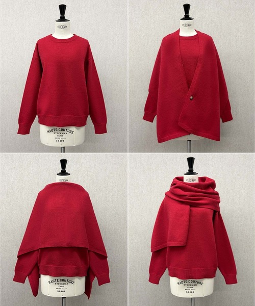 ELFRANK(エルフランク)の「【2026AW】【M~Lサイズ展開】ストールセット4WAYニットプルオーバー(ニット/セーター・レディース・ベージュ/レッド/ブラック・L/M)」の22枚目の写真