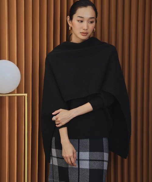ELFRANK(エルフランク)の「【2026AW】【M~Lサイズ展開】ストールセット4WAYニットプルオーバー(ニット/セーター・レディース・ベージュ/レッド/ブラック・L/M)」の5枚目の写真