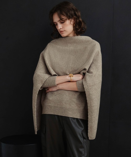 ELFRANK(エルフランク)の「【2026AW】【M~Lサイズ展開】ストールセット4WAYニットプルオーバー(ニット/セーター・レディース・ベージュ/レッド/ブラック・L/M)」の12枚目の写真
