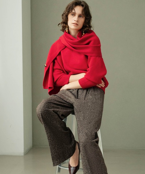 ELFRANK(エルフランク)の「【2026AW】【M~Lサイズ展開】ストールセット4WAYニットプルオーバー(ニット/セーター・レディース・ベージュ/レッド/ブラック・L/M)」の18枚目の写真
