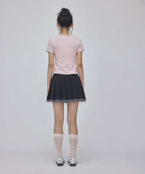 RONRON(ロンロン)の「LACE RIBBON STRETCH SLIM FIT T SHIRT SOFT PINK(Tシャツ/カットソー・レディース・その他・FREE)」の4枚目の写真