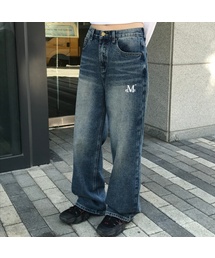 ネラ ワイドデニムパンツ ヴィンテージウォッシングジーンズ