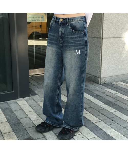 MUCENT(ムセント)の「ネラ ワイドデニムパンツ ヴィンテージウォッシングジーンズ(デニムパンツ・レディース・ライトグレー・SMALL/MEDIUM/LARGE)」の1枚目の写真