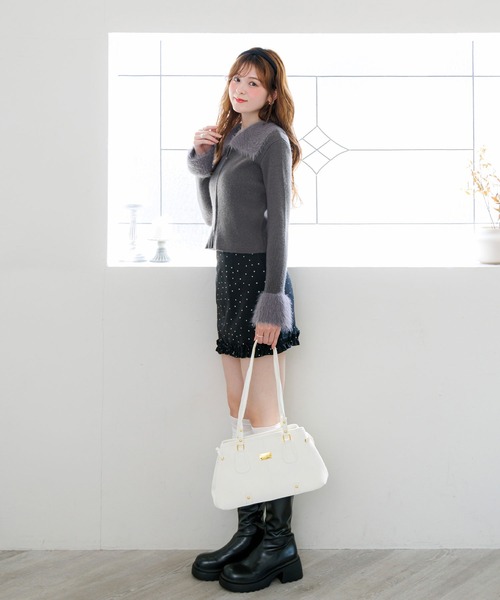 alotta(アロッタ)の「【Corie】シャギーデザインWジップニットカーデ(カーディガン/ボレロ・レディース・アイボリー/グレー・L/M)」の19枚目の写真