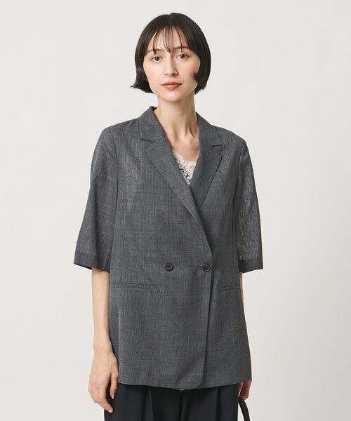 UNITED ARROWS(ユナイテッドアローズ)の「シアー テーラードジャケット ‐ウォッシャブル‐(テーラードジャケット・レディース・グレー系/ブラック/モカ・38/36)」の3枚目の写真