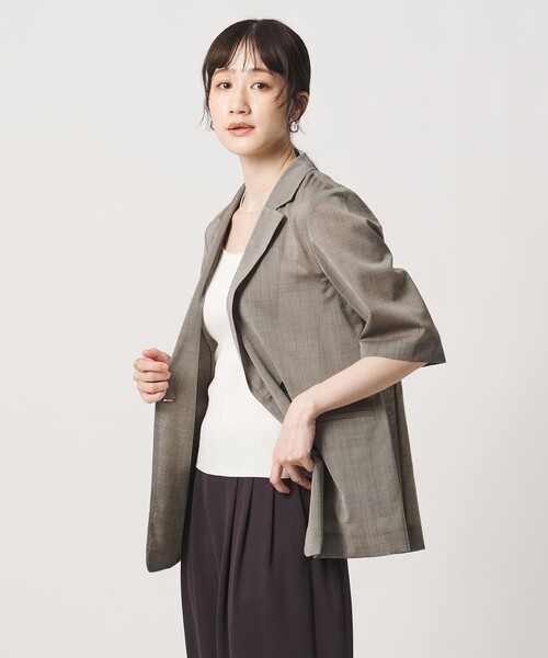 UNITED ARROWS(ユナイテッドアローズ)の「シアー テーラードジャケット ‐ウォッシャブル‐(テーラードジャケット・レディース・グレー系/ブラック/モカ・38/36)」の14枚目の写真