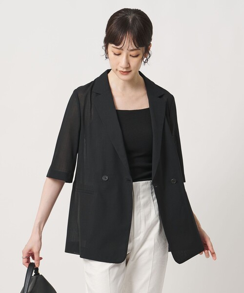 UNITED ARROWS(ユナイテッドアローズ)の「シアー テーラードジャケット ‐ウォッシャブル‐(テーラードジャケット・レディース・グレー系/ブラック/モカ・38/36)」の16枚目の写真