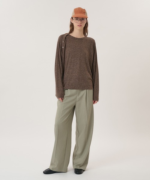 Perushu(ペルーシュ)の「1TUCK NEP WIDE SLACKS/ワンタックネップワイドスラックス(スラックス・メンズ・ベージュ/ブラック/ブラウン・LARGE/MEDIUM/SMALL)」の22枚目の写真