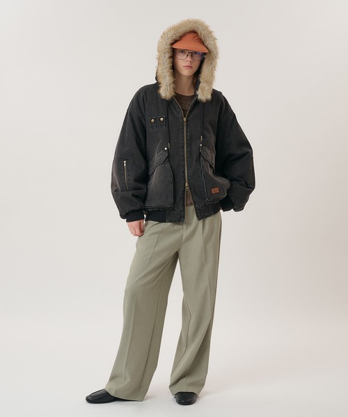 Perushu(ペルーシュ)の「1TUCK NEP WIDE SLACKS/ワンタックネップワイドスラックス(スラックス・メンズ・ベージュ/ブラック/ブラウン・LARGE/MEDIUM/SMALL)」の12枚目の写真