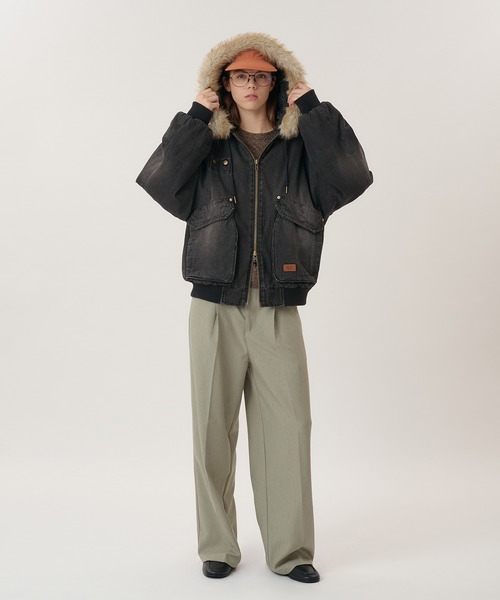 Perushu(ペルーシュ)の「1TUCK NEP WIDE SLACKS/ワンタックネップワイドスラックス(スラックス・メンズ・ベージュ/ブラック/ブラウン・LARGE/MEDIUM/SMALL)」の17枚目の写真
