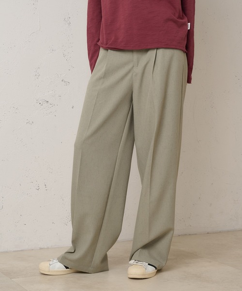 Perushu(ペルーシュ)の「1TUCK NEP WIDE SLACKS/ワンタックネップワイドスラックス(スラックス・メンズ・ベージュ/ブラック/ブラウン・LARGE/MEDIUM/SMALL)」の7枚目の写真