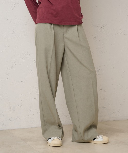 Perushu(ペルーシュ)の「1TUCK NEP WIDE SLACKS/ワンタックネップワイドスラックス(スラックス・メンズ・ベージュ/ブラック/ブラウン・LARGE/MEDIUM/SMALL)」の5枚目の写真