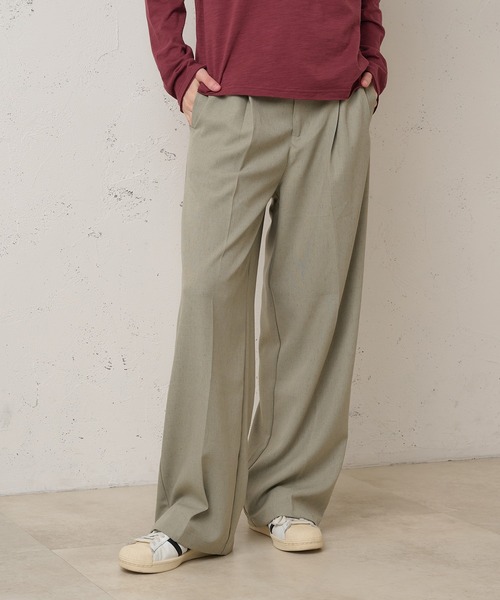 Perushu(ペルーシュ)の「1TUCK NEP WIDE SLACKS/ワンタックネップワイドスラックス(スラックス・メンズ・ベージュ/ブラック/ブラウン・LARGE/MEDIUM/SMALL)」の8枚目の写真