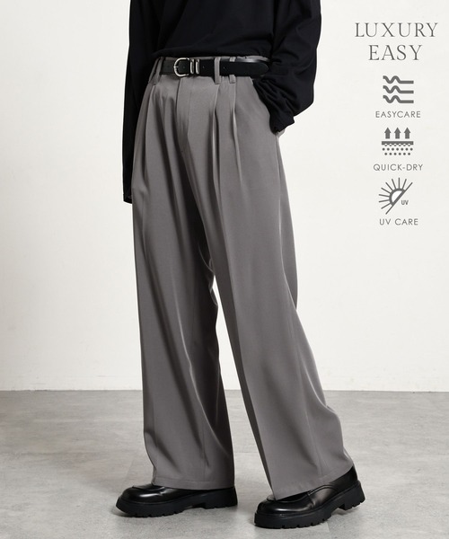 RAGEBLUE(レイジブルー)の「【LUXURY+EASY】<イージーケア>SEMI WIDE DRAPE SLACKS / ラグイージーセミワイドスラックス(スラックス・メンズ・ブラック/グレー・LARGE/MEDIUM)」の1枚目の写真