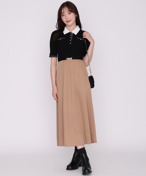 MISCH MASCH(ミッシュマッシュ)の「2026秋冬新作 襟付き配色ポロニットドッキングワンピース(ワンピース・レディース・グレー/ブラック/ブラウン・フリ-)」の12枚目の写真
