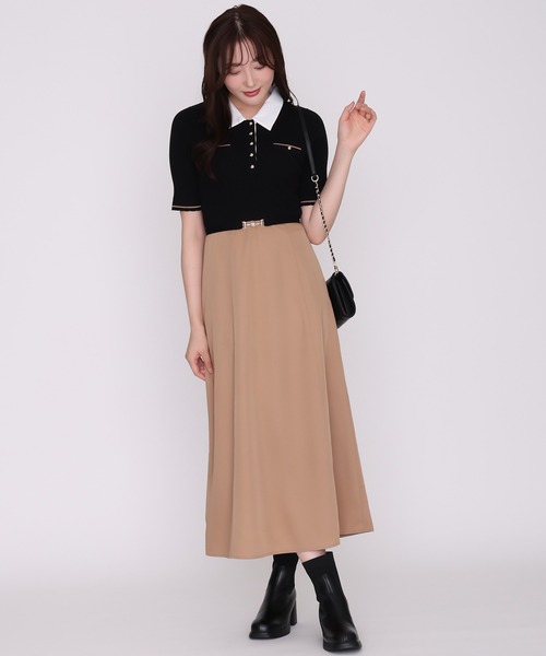 MISCH MASCH(ミッシュマッシュ)の「2026秋冬新作 襟付き配色ポロニットドッキングワンピース(ワンピース・レディース・グレー/ブラック/ブラウン・フリ-)」の14枚目の写真