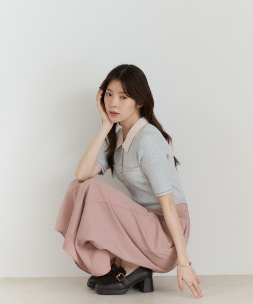 MISCH MASCH(ミッシュマッシュ)の「2026秋冬新作 襟付き配色ポロニットドッキングワンピース(ワンピース・レディース・グレー/ブラック/ブラウン・フリ-)」の22枚目の写真