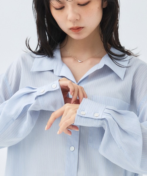 PUBLIC TOKYO（パブリックトウキョウ）の「2wayスリーブシアーシャツ（シャツ/ブラウス・レディース・マルチ/ホワイト/ブラウン・FREE）」の18枚目の写真
