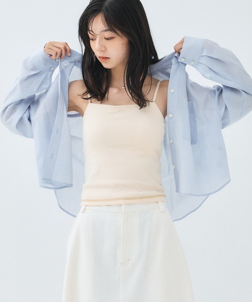 PUBLIC TOKYO（パブリックトウキョウ）の「2wayスリーブシアーシャツ（シャツ/ブラウス・レディース・マルチ/ホワイト/ブラウン・FREE）」の15枚目の写真