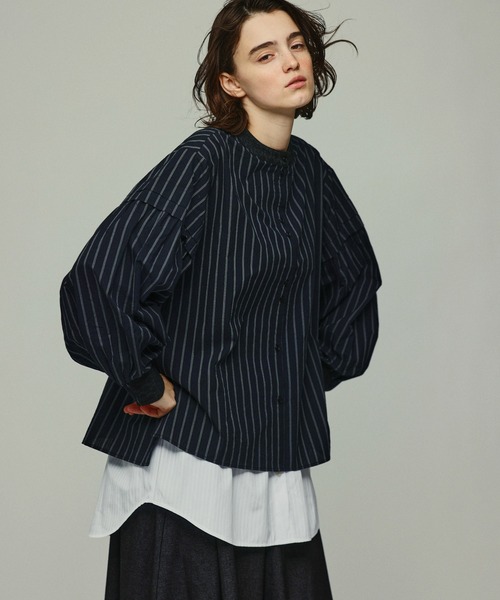 Kelen(ケレン)の「「KELEN / ケレン」ジャガード衿ストライプブラウス(シャツ/ブラウス・レディース・ブラック/オフホワイト・S/M)」の9枚目の写真