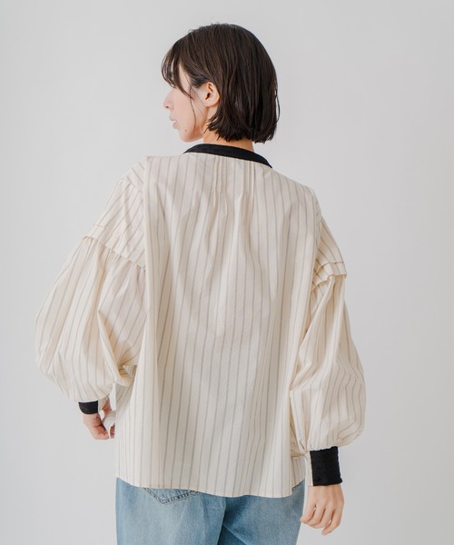 Kelen(ケレン)の「「KELEN / ケレン」ジャガード衿ストライプブラウス(シャツ/ブラウス・レディース・ブラック/オフホワイト・S/M)」の21枚目の写真