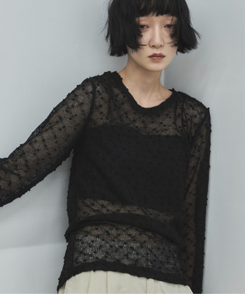 feepur(フェピュール)の「ポップコーンシアーロンTee(Tシャツ/カットソー・レディース・アイボリー/ブラック・MEDIUM)」の1枚目の写真
