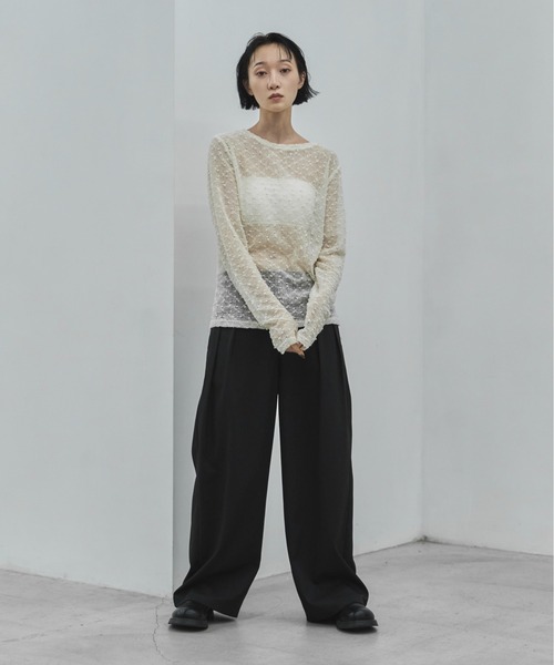 feepur(フェピュール)の「ポップコーンシアーロンTee(Tシャツ/カットソー・レディース・アイボリー/ブラック・MEDIUM)」の7枚目の写真