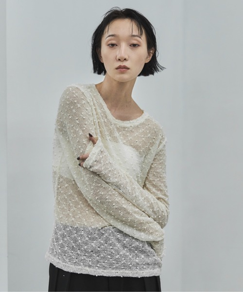 feepur(フェピュール)の「ポップコーンシアーロンTee(Tシャツ/カットソー・レディース・アイボリー/ブラック・MEDIUM)」の12枚目の写真