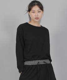 ミニマルソフトRネック長袖TシャツMMS-8A14ブラック
