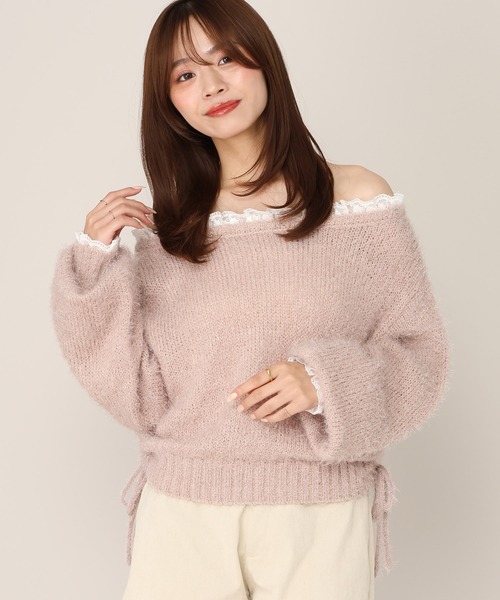 Heather(ヘザー)の「レースドロストシャギーニット 1066571(ニット/セーター・レディース・ブラウン/ピンク/アイボリー・FREE)」の3枚目の写真